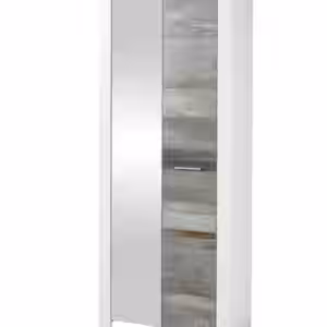 Garderobenschrank MATEO mit Spiegel - Weiß mit Driftwood Nachbildung EAN:4250314541560