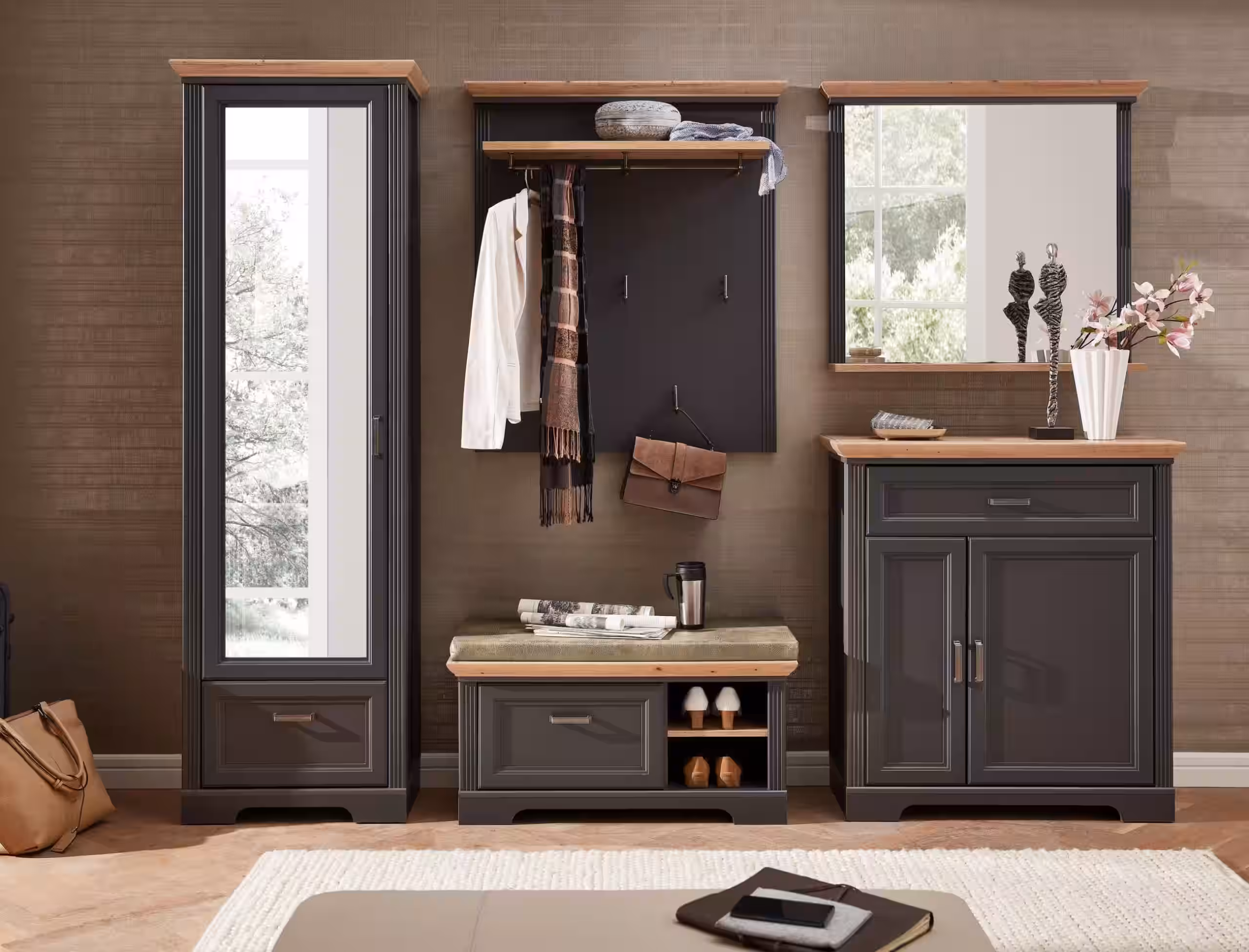 Garderobenset JASMIN GH80 Farbton Graphit und Artisan Eiche 5-teilig EAN:4250314544035