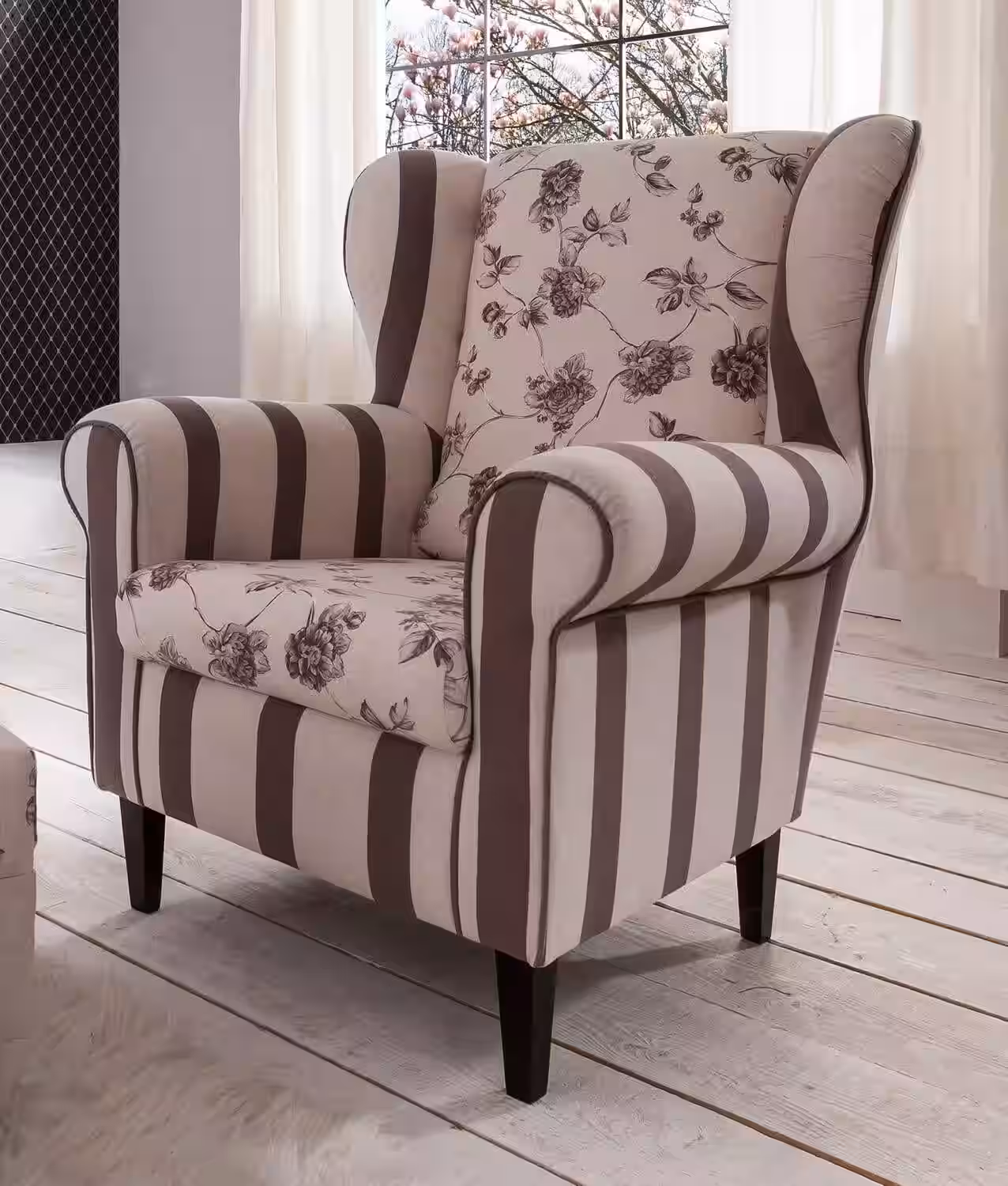 Polstersessel Ohrensessel Aversa mit schönem Landhaus Stoff EAN:4250983101171