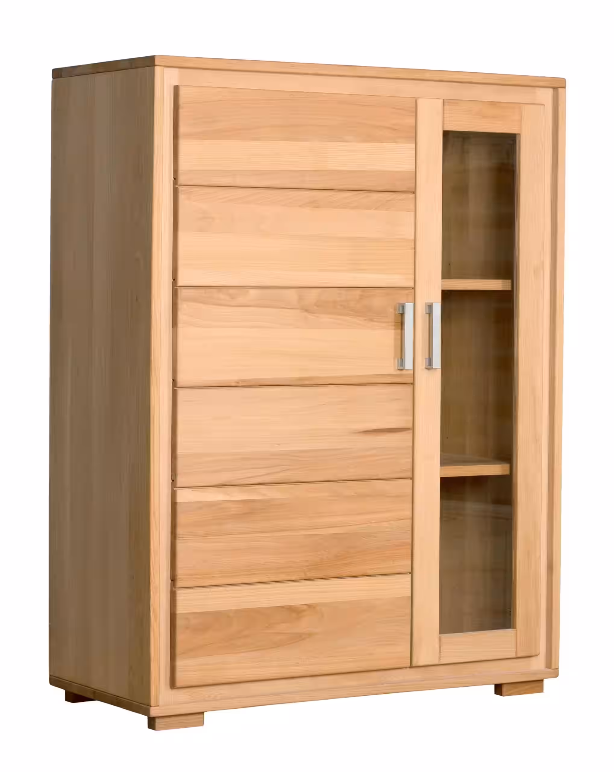 Vitrine Genf 2-türig 121 cm hoch Kernbuche Massivholz geölt EAN:4250983105681