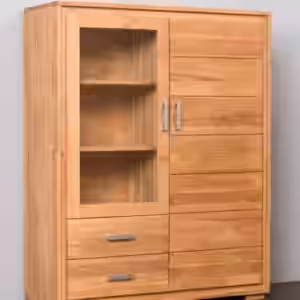 Highboard Vitrine Basel 2-türig Wildeiche Massivholz geölt EAN:4250983110517