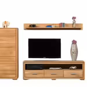 Wohnwand Basel Set VI Wildeiche Massivholz geölt 4-teilig EAN:4250983110876