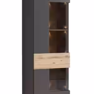 Vitrine COMO 1-trg Anschlag links Optik Grau / Planked Eiche von Forte EAN:5904767173456