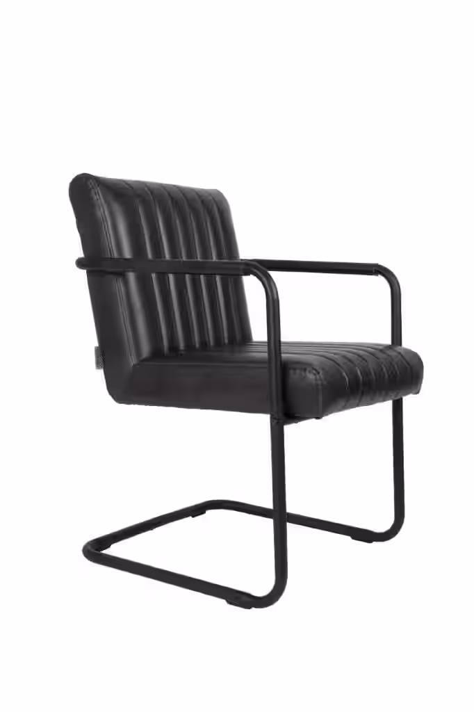 Freischwinger Armlehnstuhl STITCHED Dunkelgrau von DutchBone EAN:8718548023239