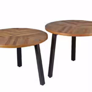Beistelltisch MUNDO 2er-Set Platte Teak rund von DutchBone EAN:8718548027657